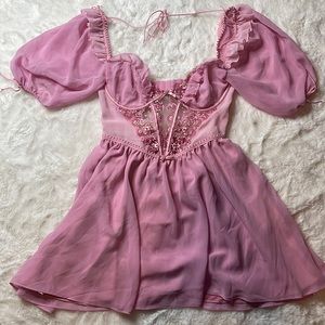 for love & lemons floral puff sleeve dress - SIZE: S